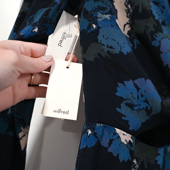 Wilfred Aritizia Aubagne Print Tie Front Midi Dress Size 0 NWT - Picture 6 of 12